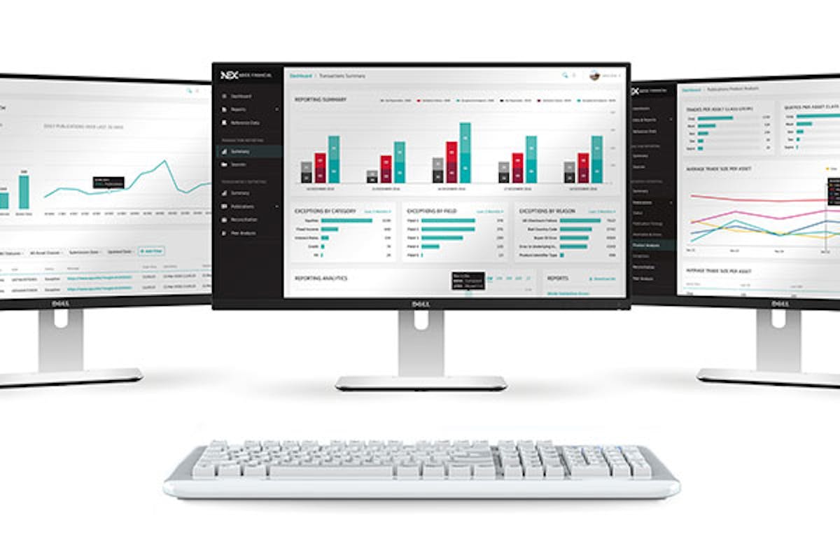 Screens displaying data in charts