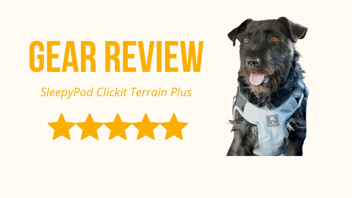 Gear Review Banner with five stars for the SleepyPod Clickit Terrain Plus