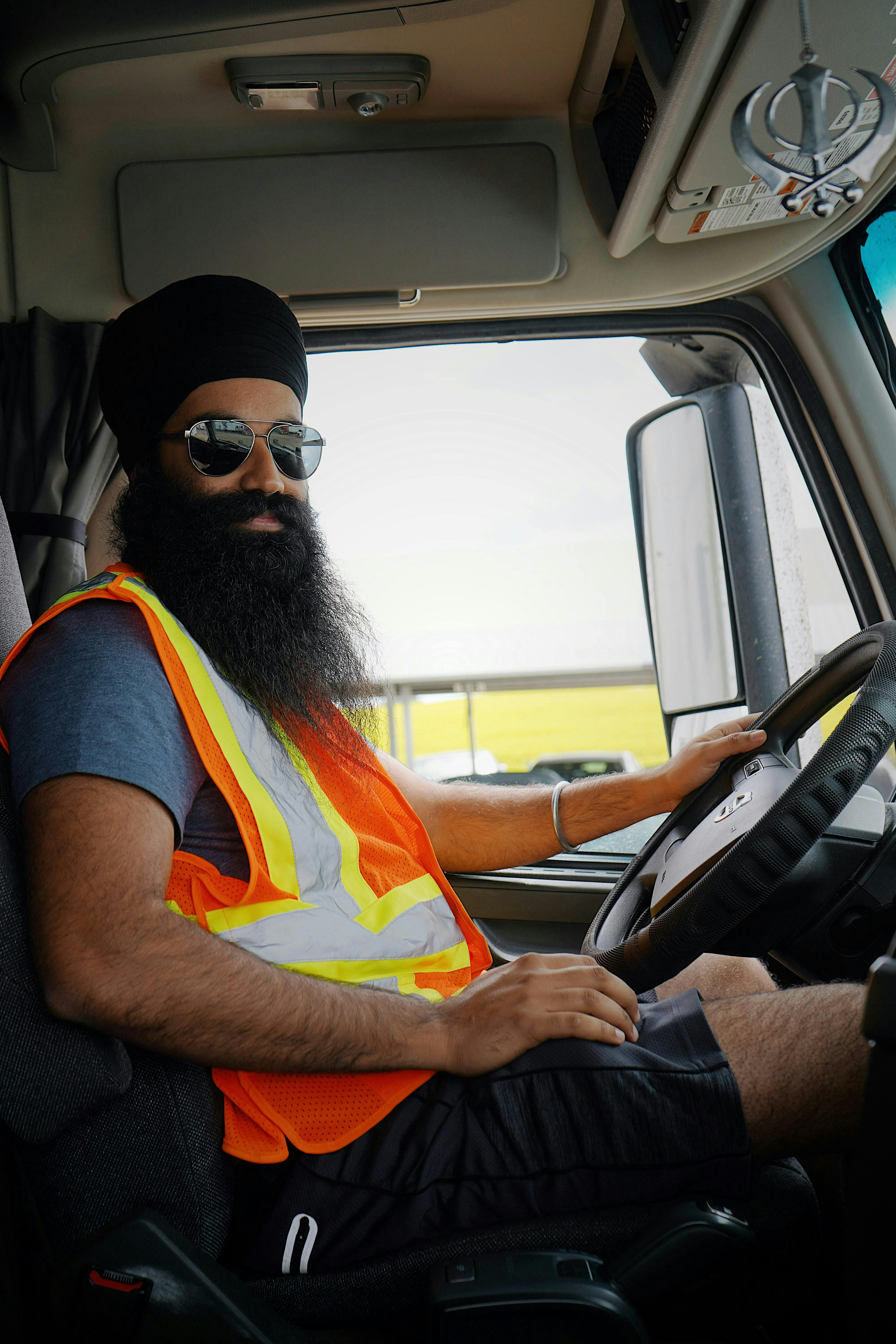 truck driver behind the wheel