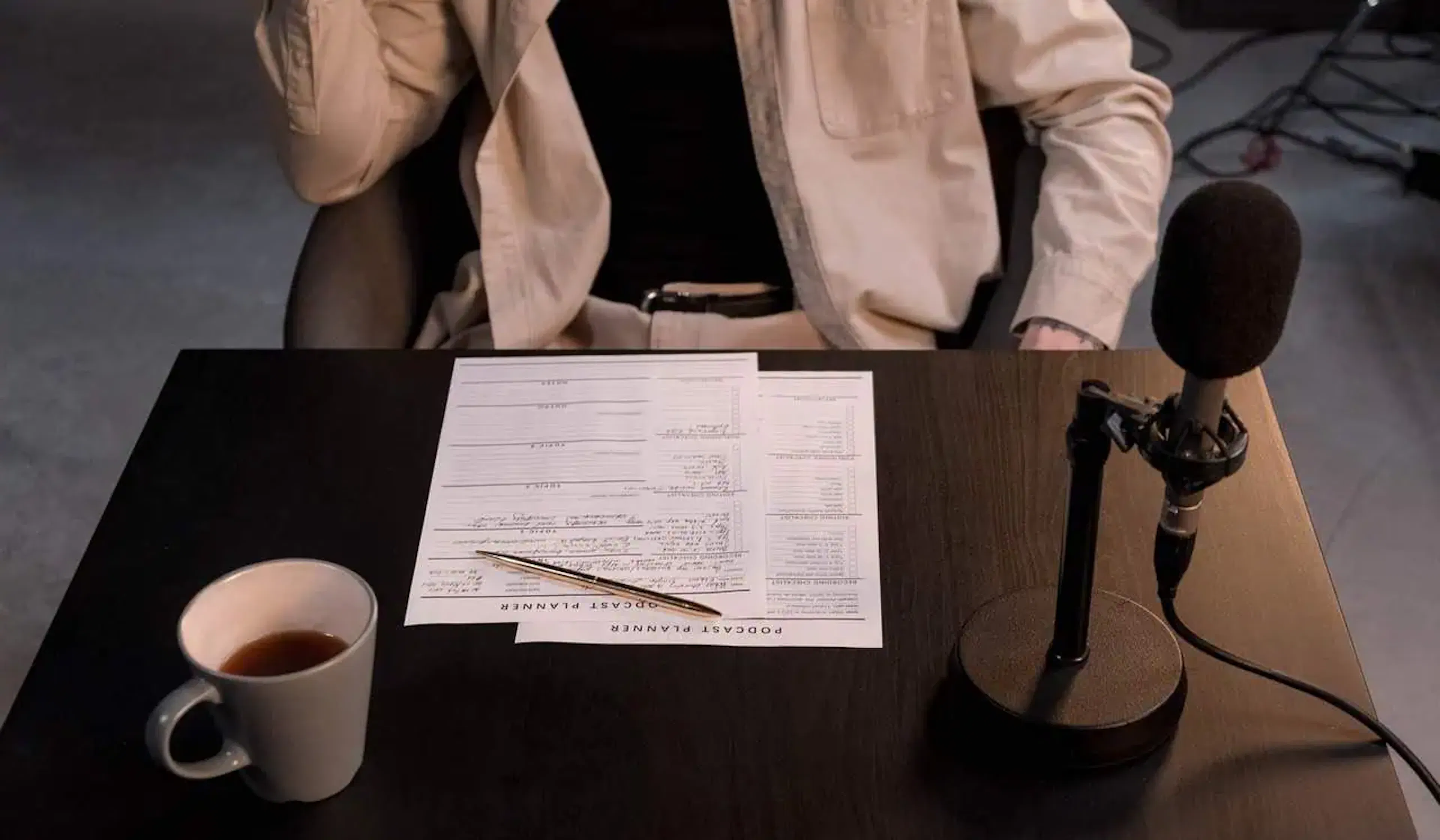 person making a podcast