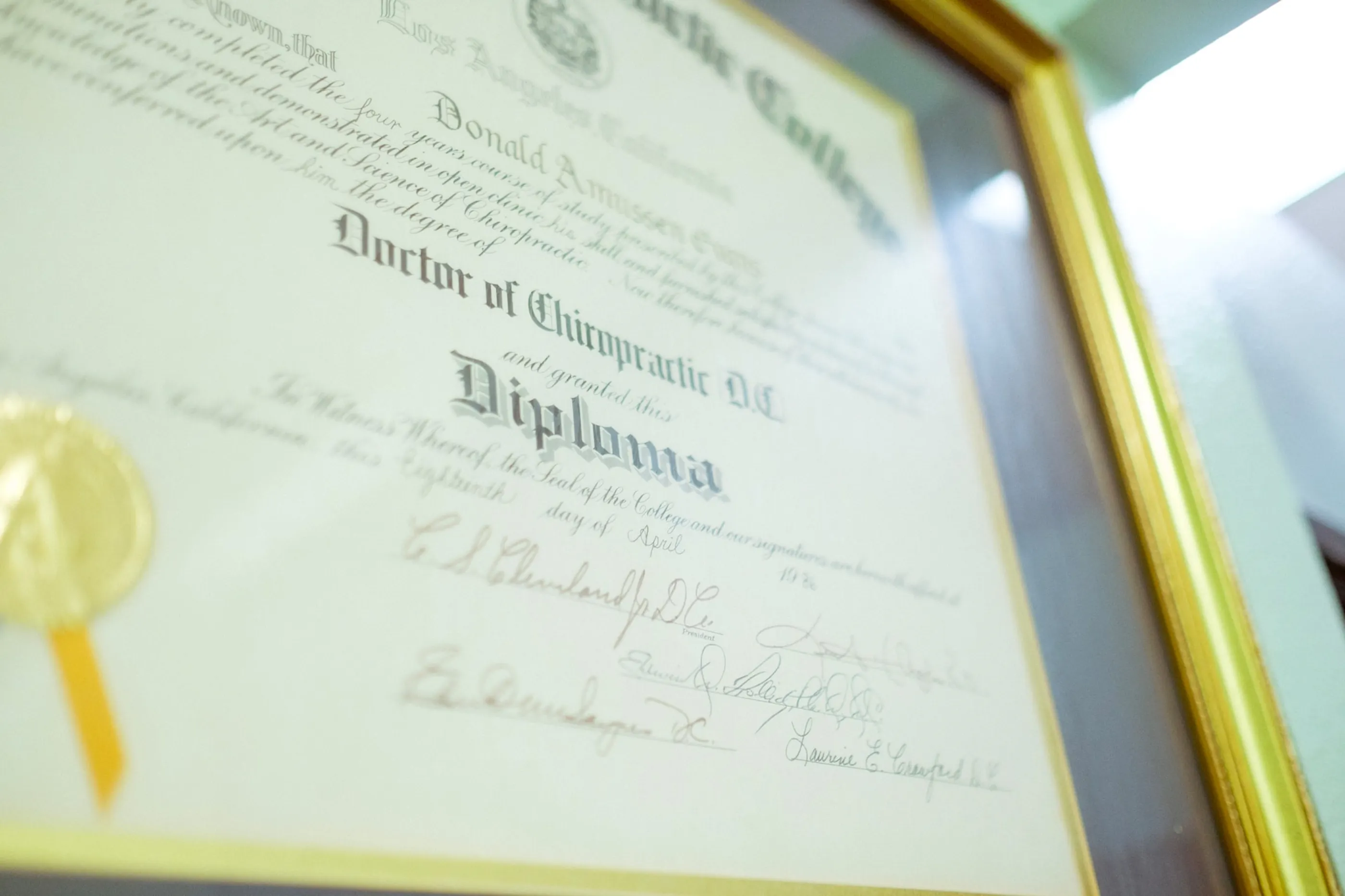 Framed diploma