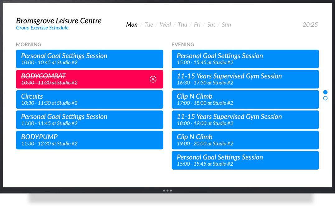 Digital Signage for Gyms & Fitness Centers App Example