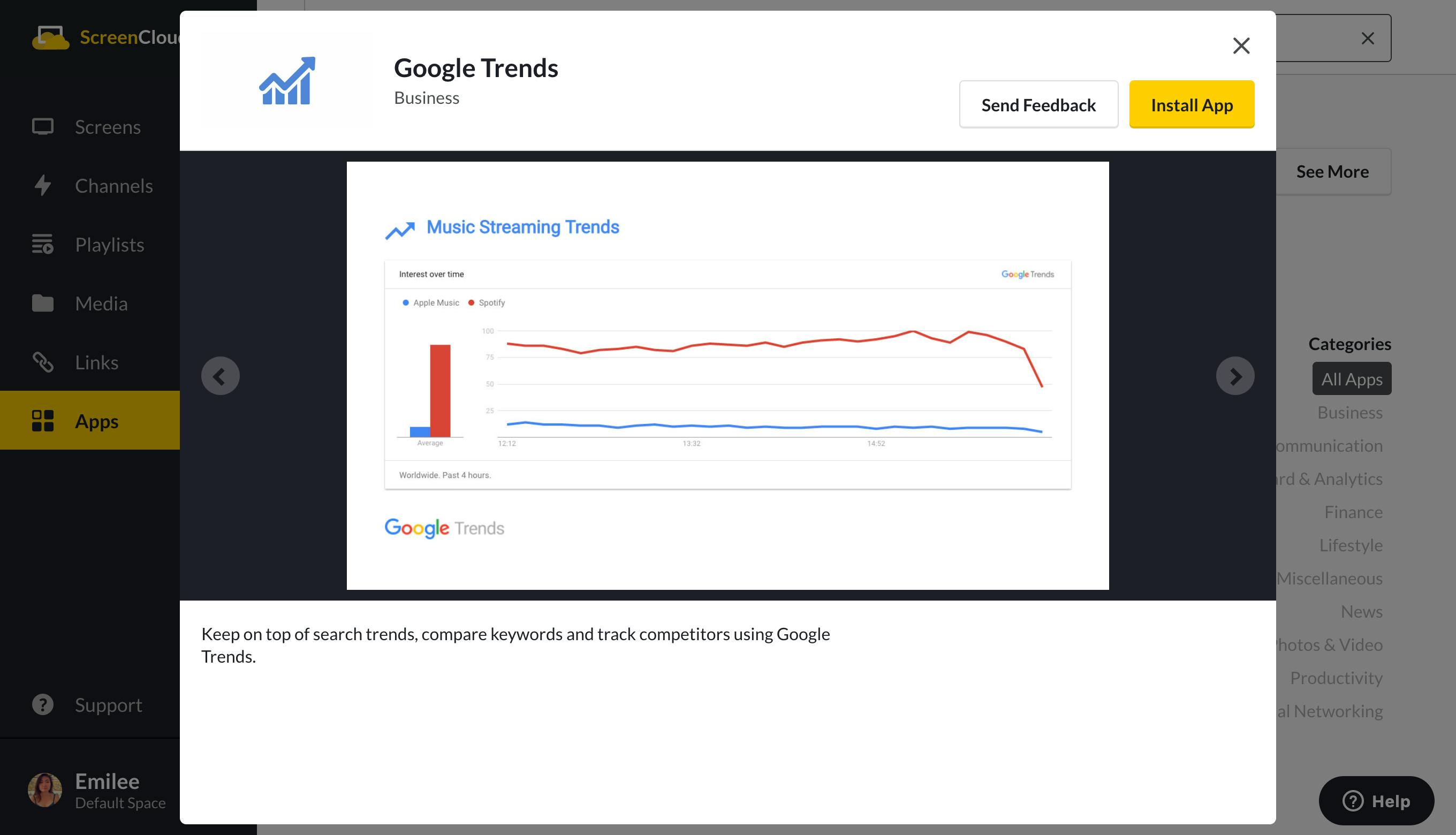 screencloud google trends app