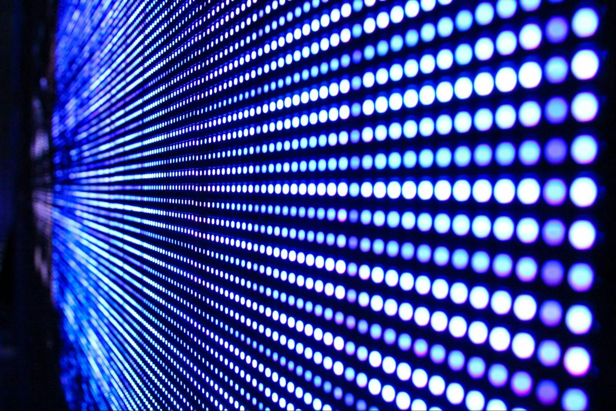 close up of individual LEDs in an LED video wall
