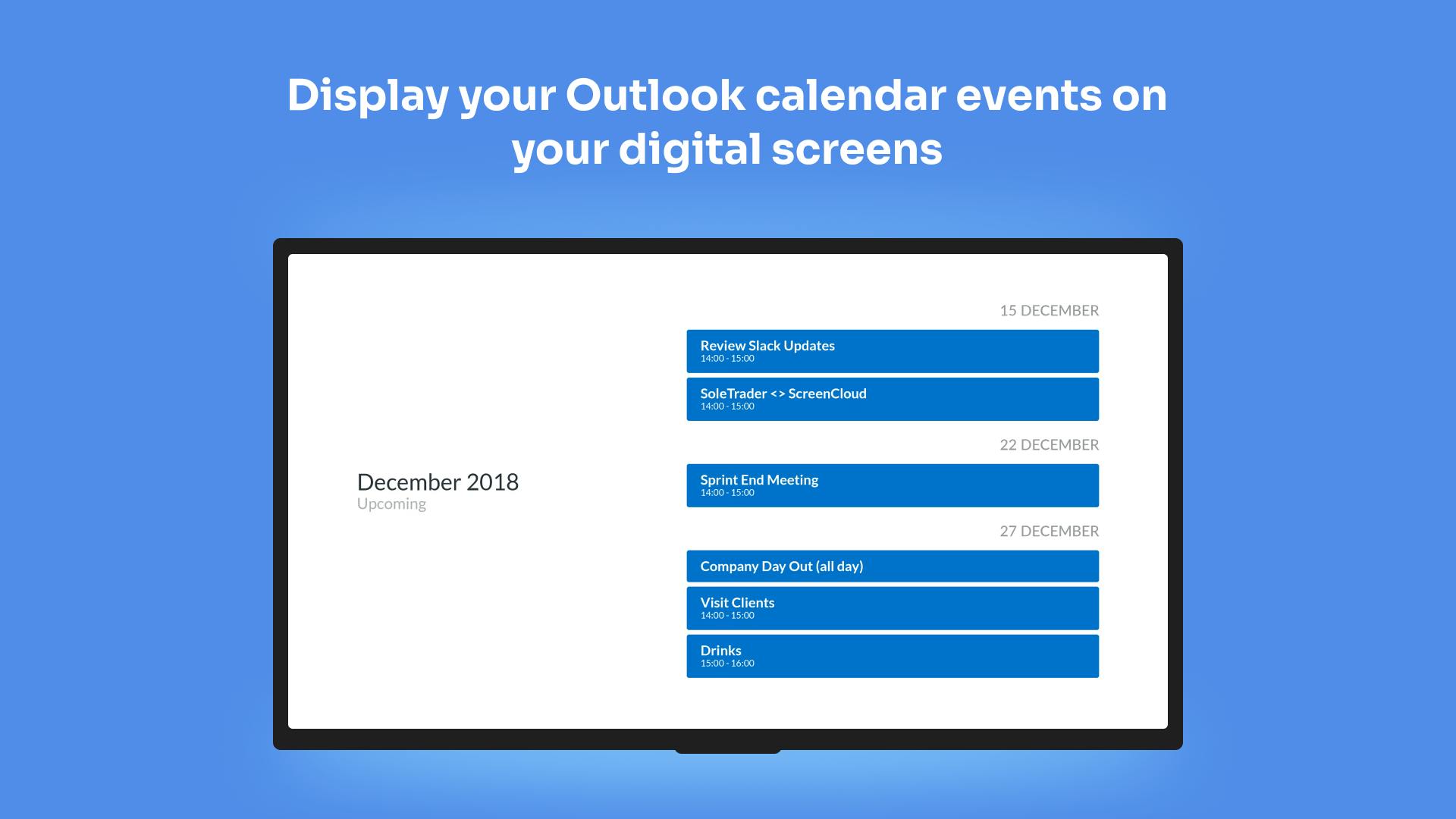 Outlook Calendar Digital Signage App ScreenCloud
