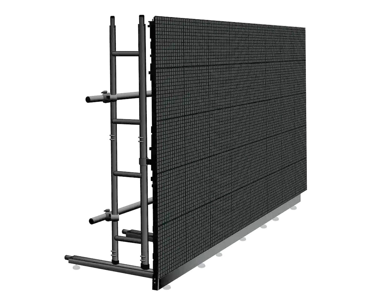 LED video wall showing mounting hardware