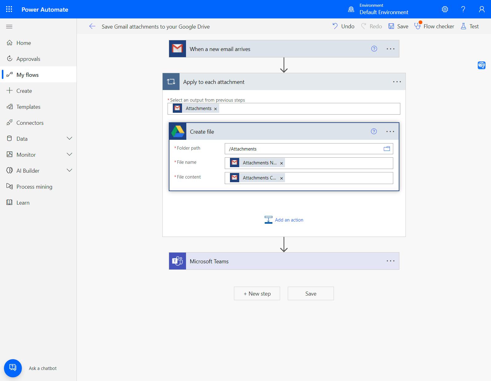 Microsoft Power Automate web workflow