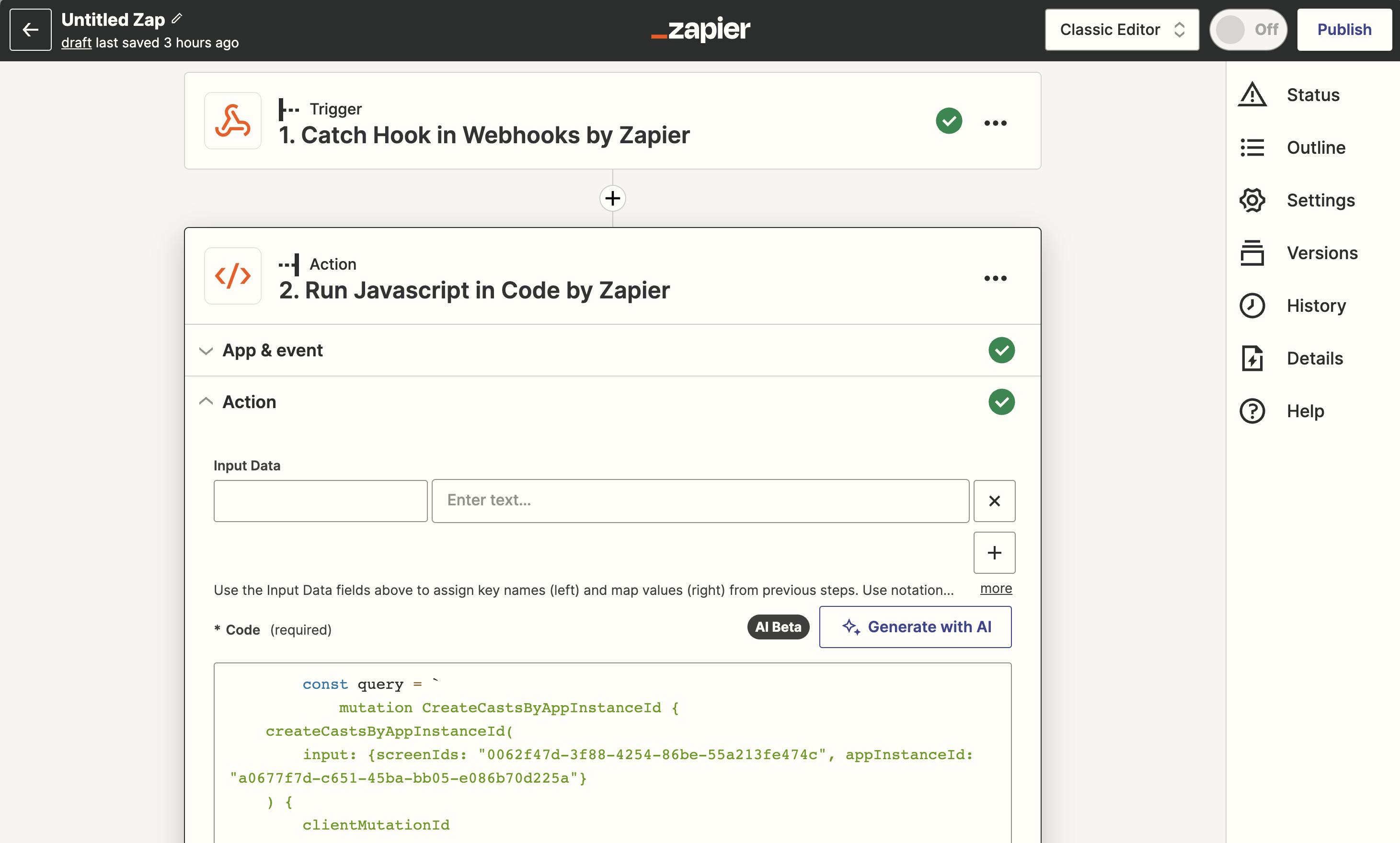 Run GraphQL code from Zapier