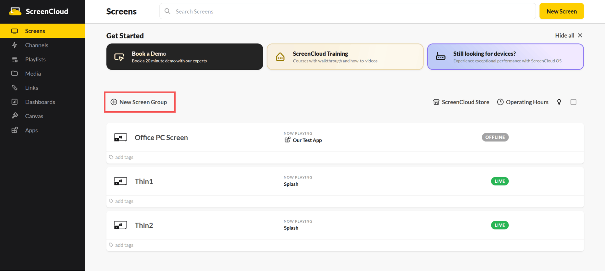 ScreenCloud screen groups