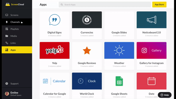 add google trends app to a screencloud channel