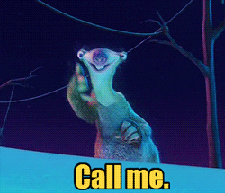 cartoon animal saying 'call me'