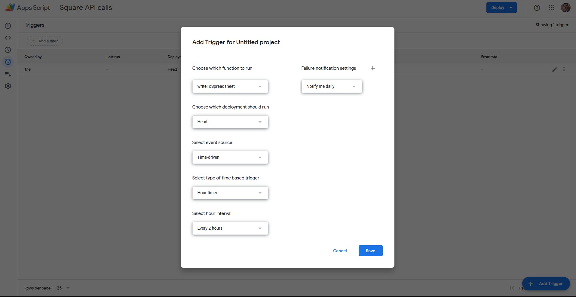 Google Apps Script for Square payments