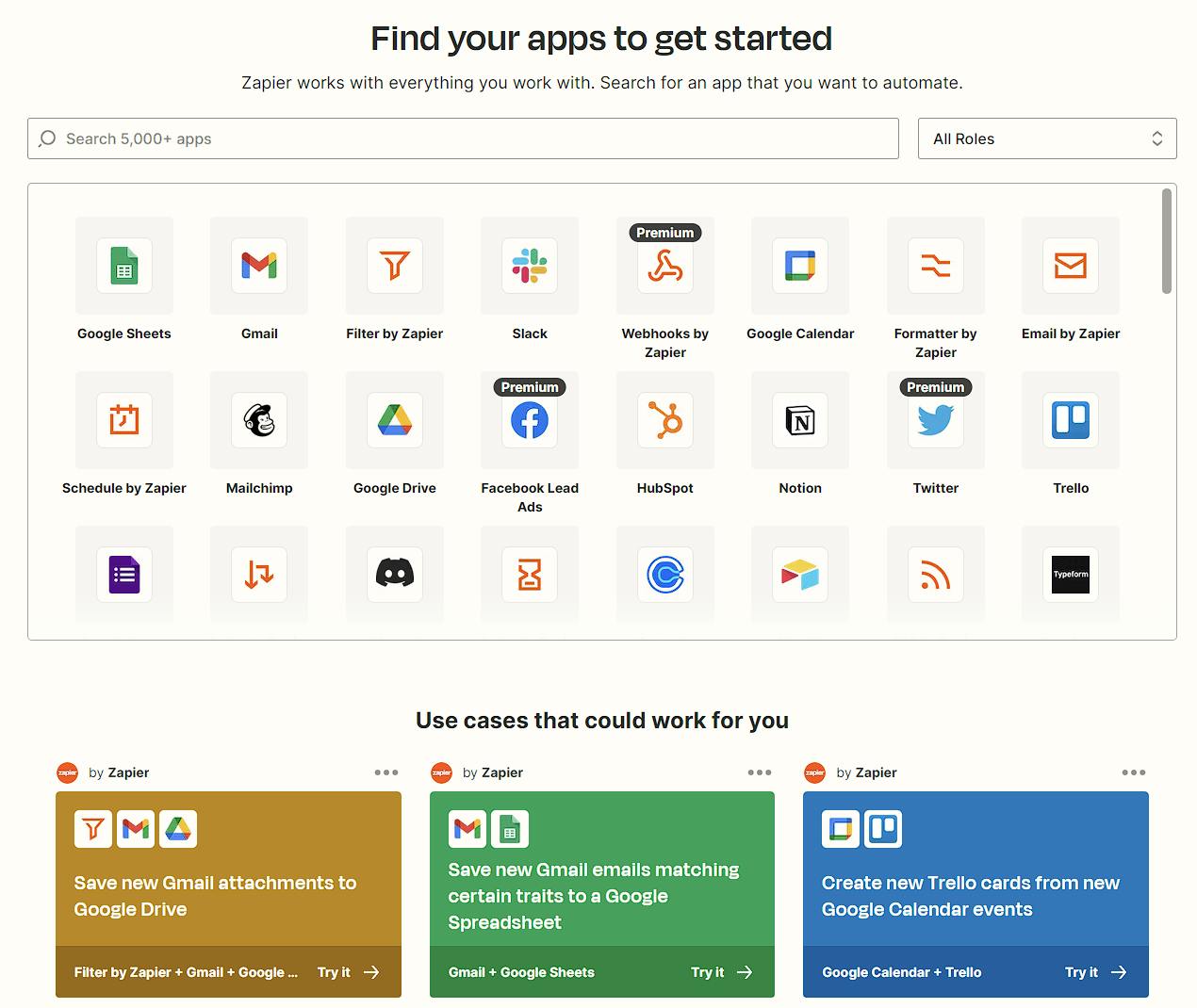 Zapier app directory