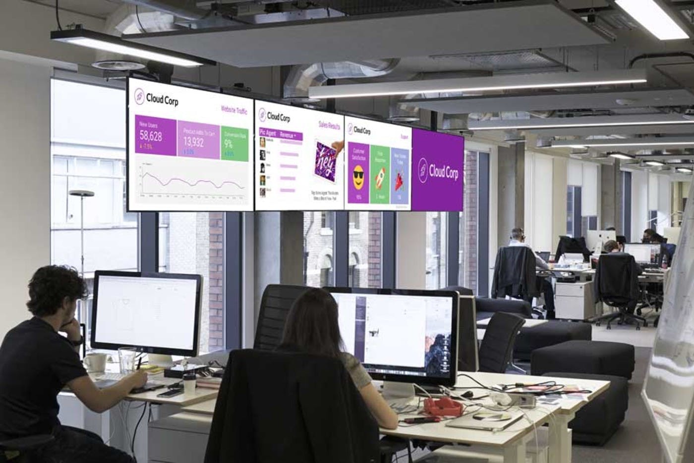 ScreenCloud dashboards in an office