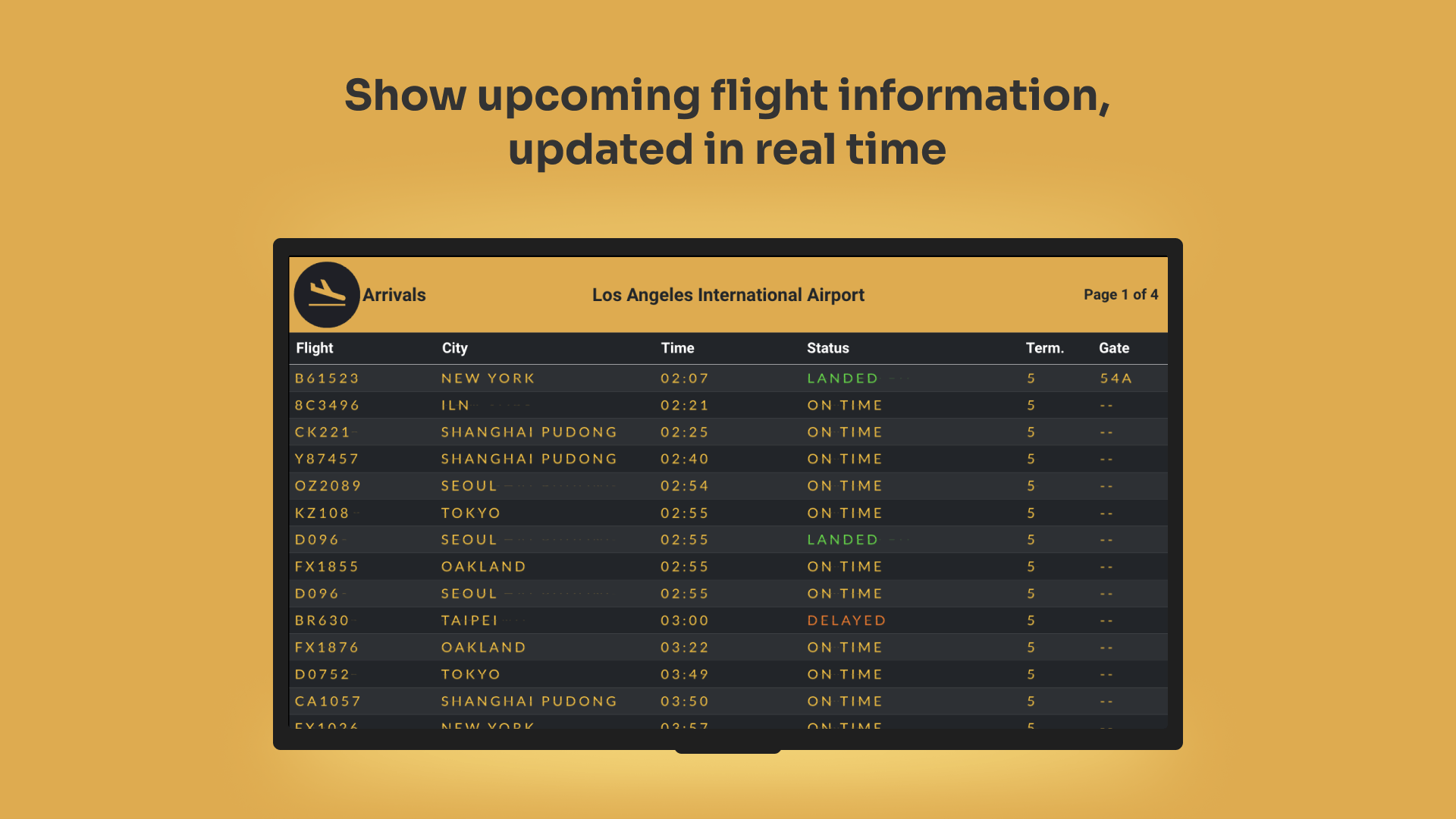 Flight Schedules Digital Signage App ScreenCloud