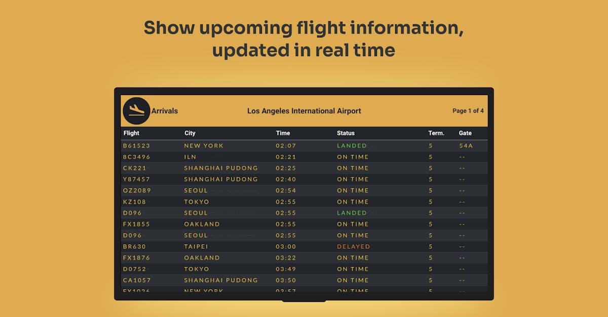 Flight Schedules Digital Signage App ScreenCloud