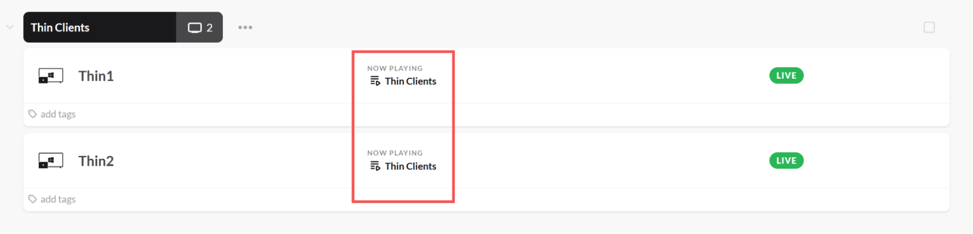 ScreenCloud showing what your screens are now playing