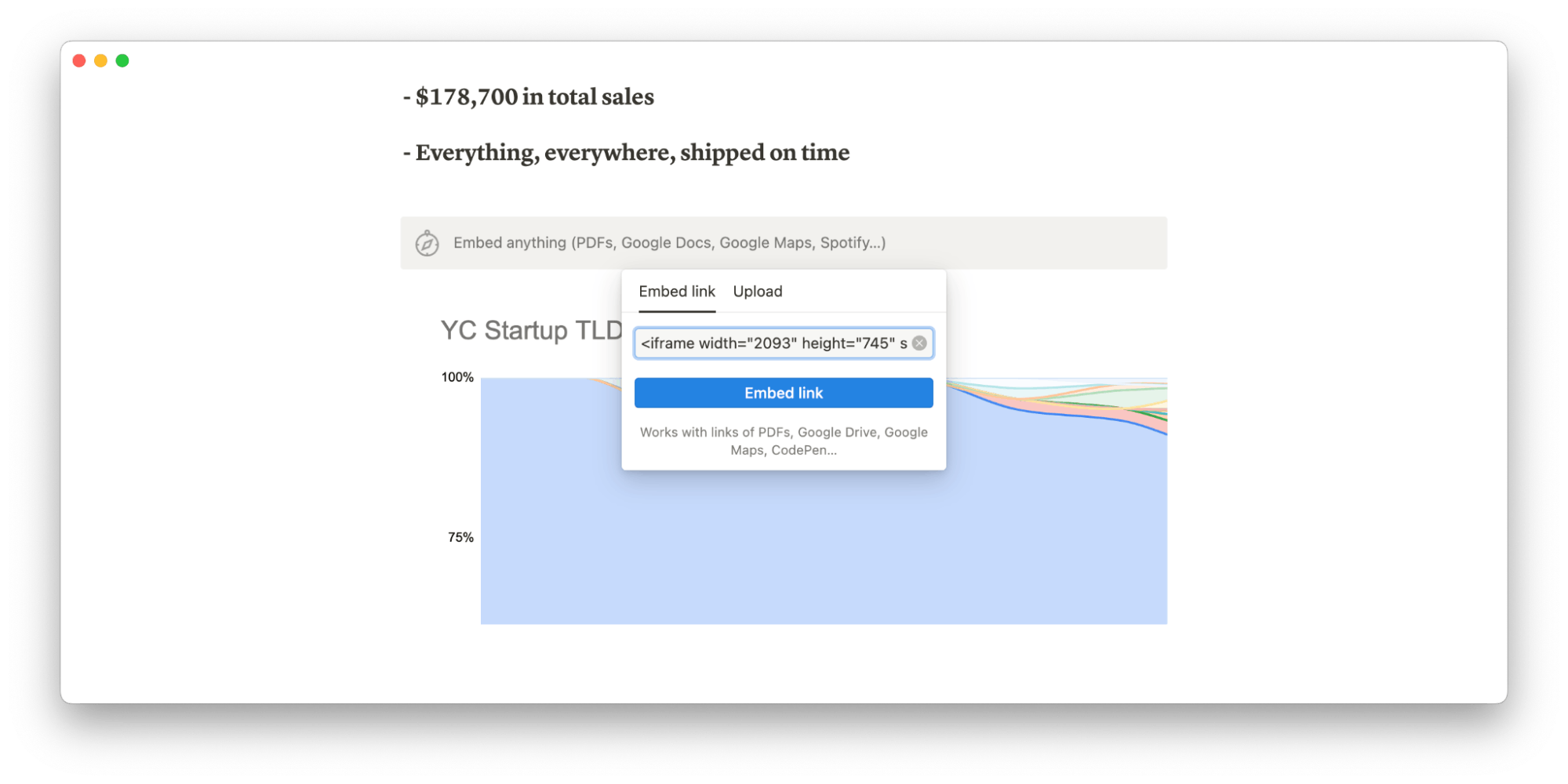 Notion embeds let you add everything else—including graphs