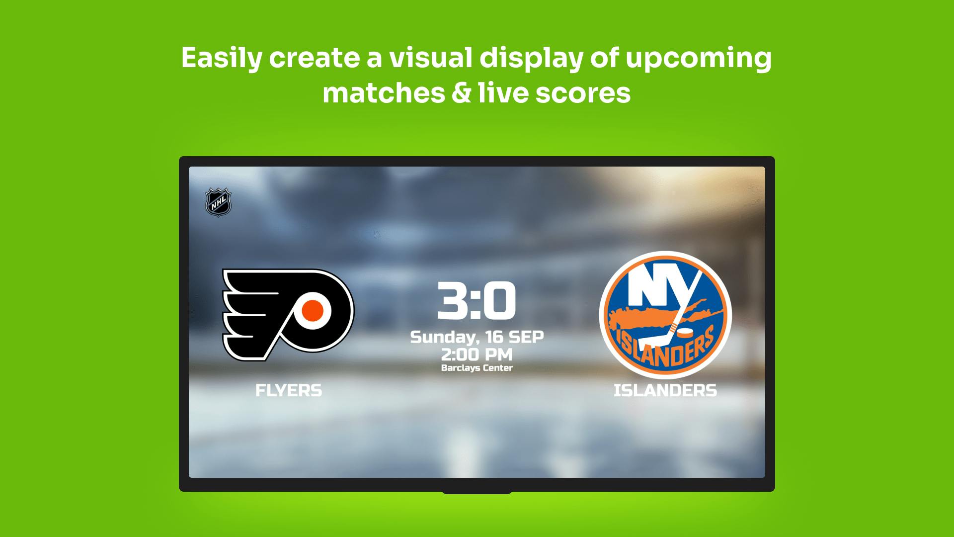Sports Live Scores - Digital Signage App - ScreenCloud