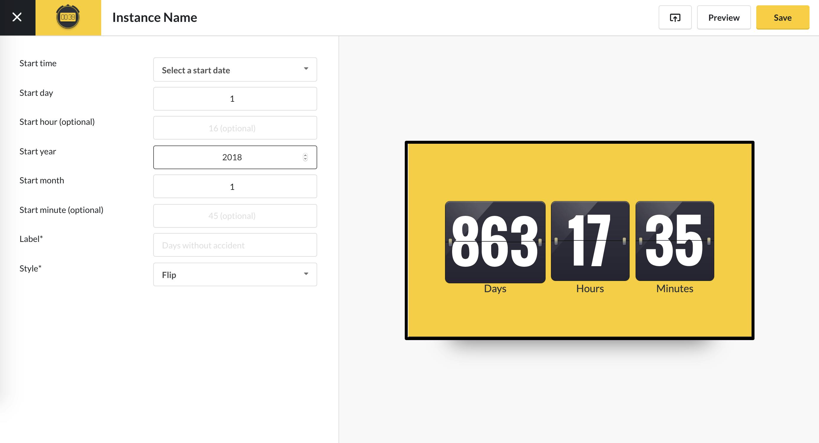Count Down Timer - Digital Signage App - ScreenCloud