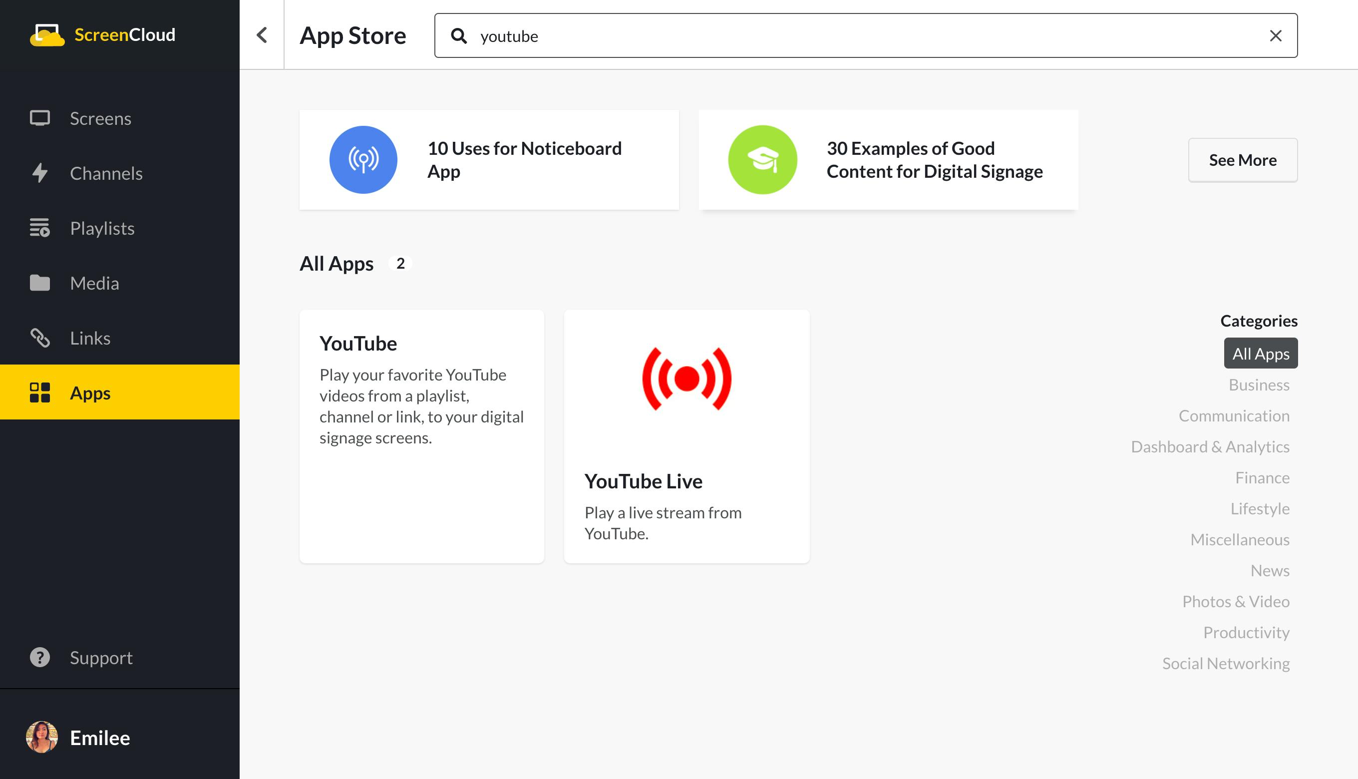 ScreenCloud YouTube app