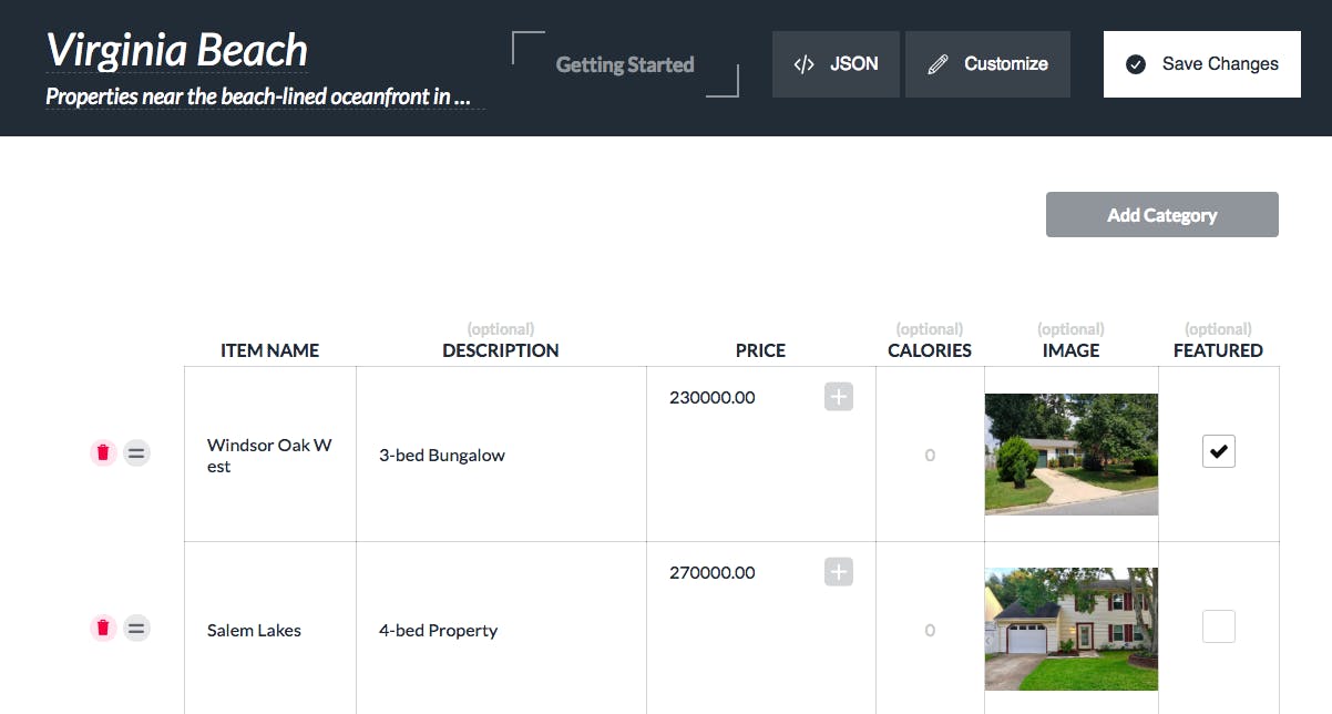 product categories for real estate