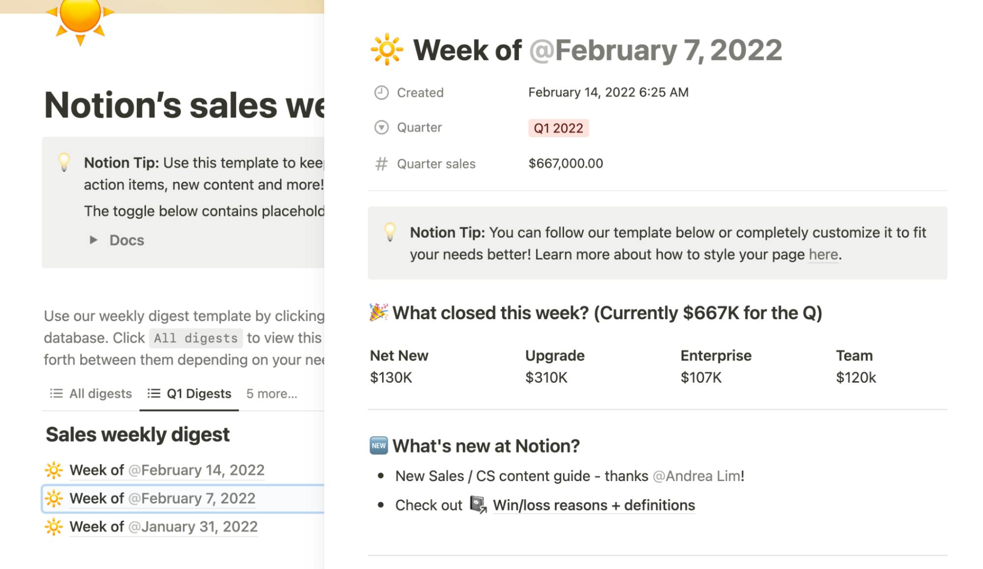 The Notion team manually summarizes data into larger text, in their dashboards