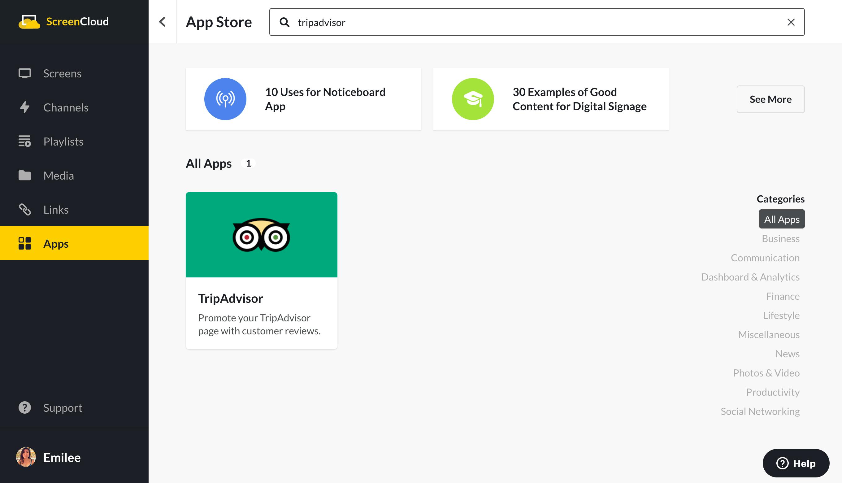 ScreenCloud TripAdvisor app