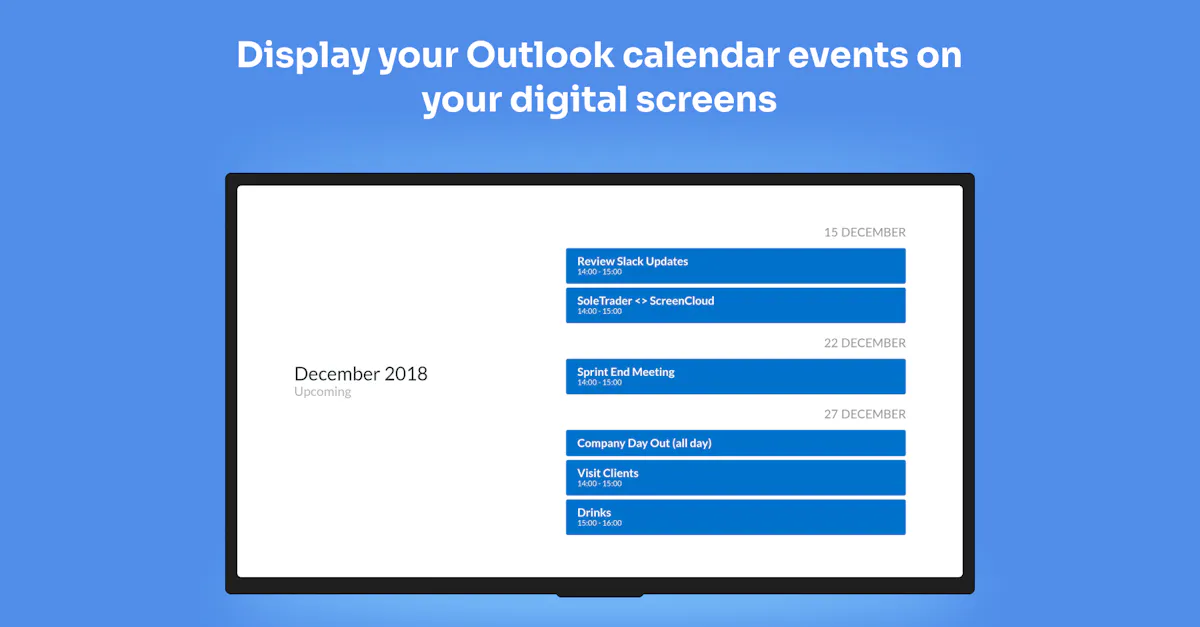 Outlook Calendar Digital Signage App ScreenCloud Outlook Calendar Digital Signage App ScreenCloud
