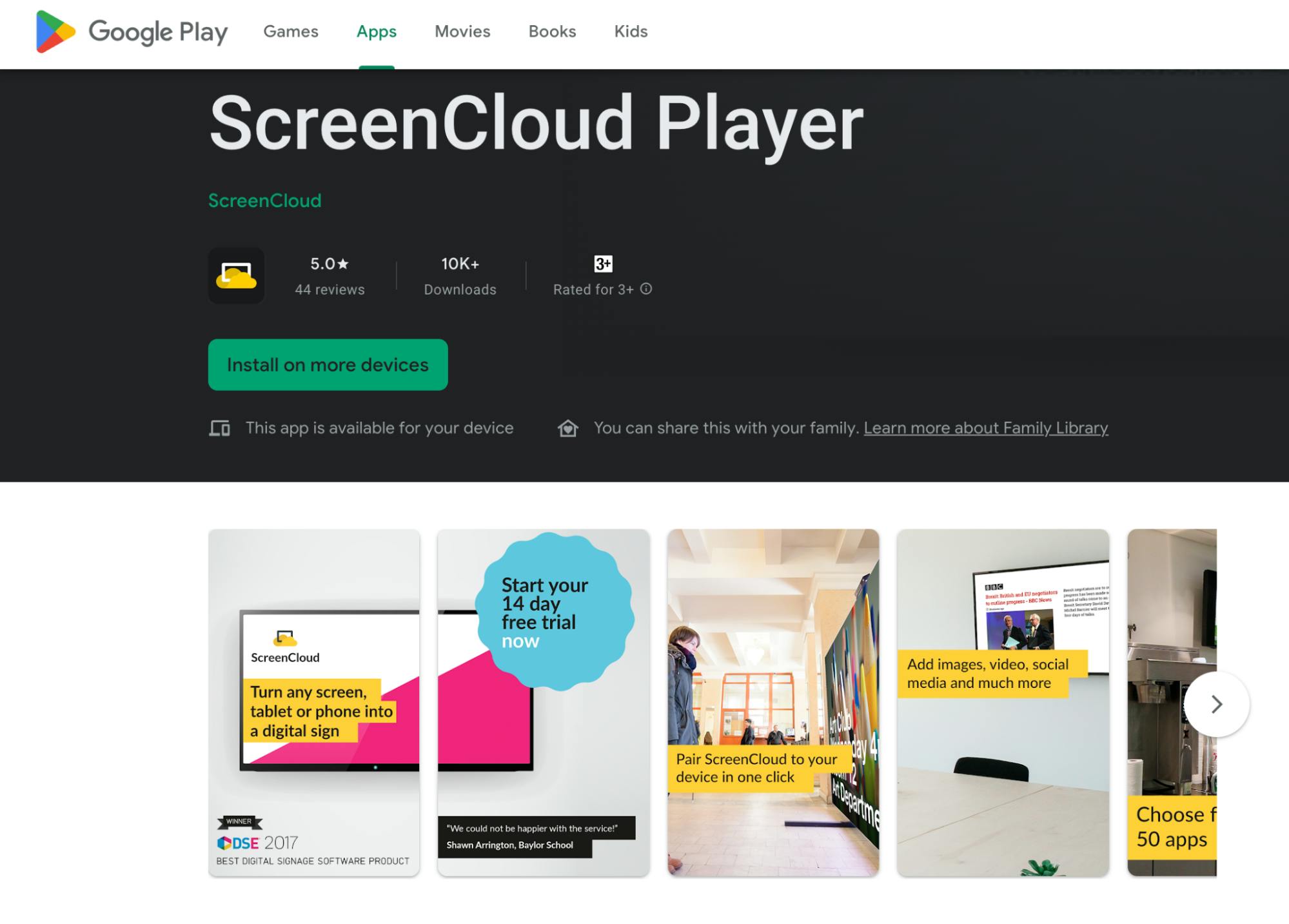 ScreenCloud digital signage on the Google Play Store
