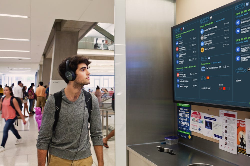 digital signage screen in an office