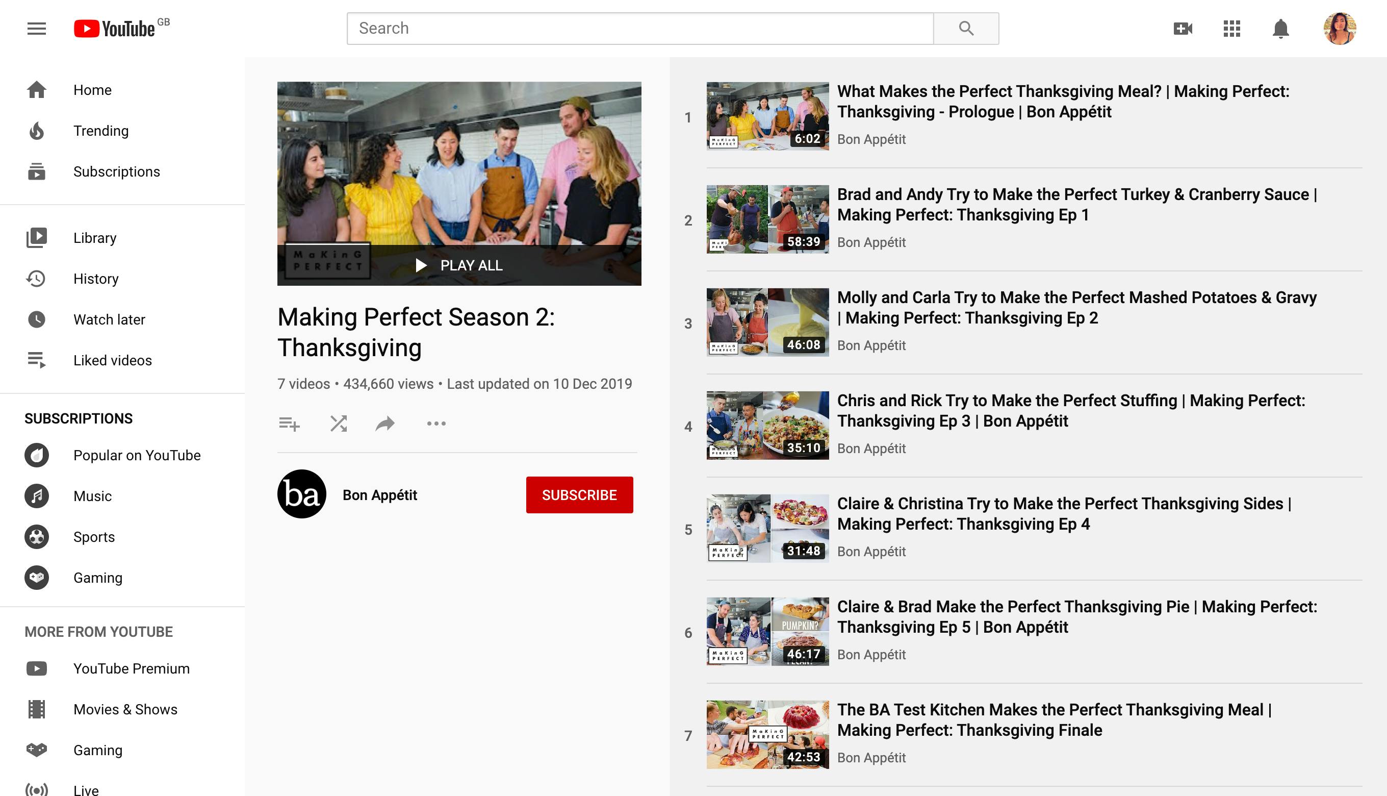 Youtube app playlist