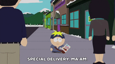 South Park character flyering