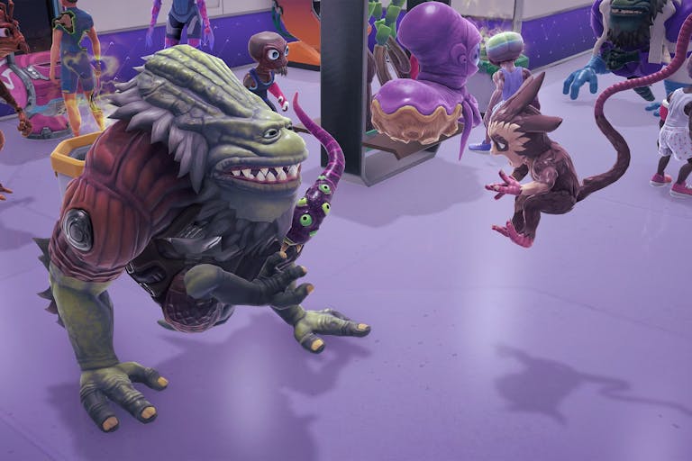 Gameplay of colourful alien patients of various sizes waiting in a line