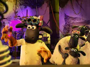 An animated sheep in a lab jacket holding a test tube, with several sheep standing behind with scared looks on their faces
