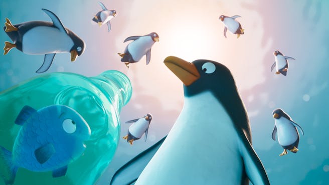 animated penguins swimming