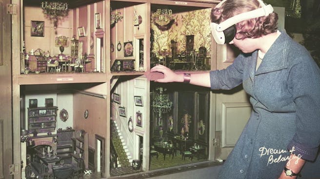 doll house and woman