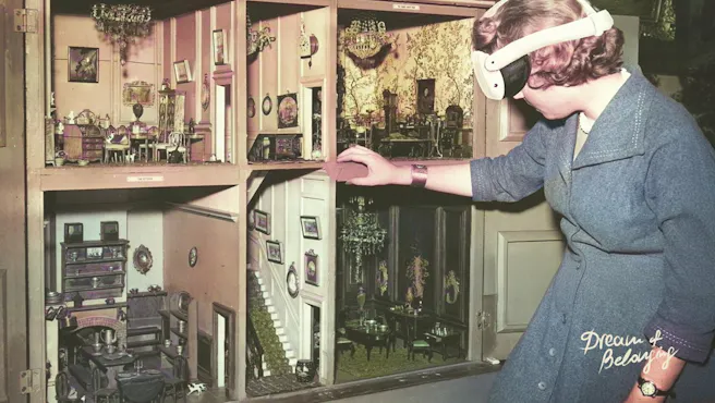 doll house and woman