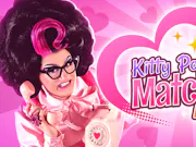 Game logo reading "Kitty Powers' Matchmaker Makeover" in pink with Kitty Powers to the left holding a retro telephone.