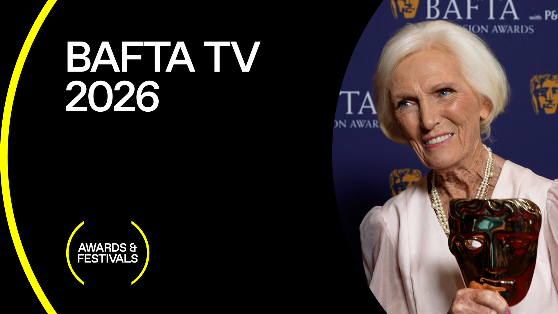 Dame Mary Berry holding a BAFTA award