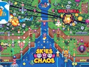 video game image of a scene of a river with green fields.