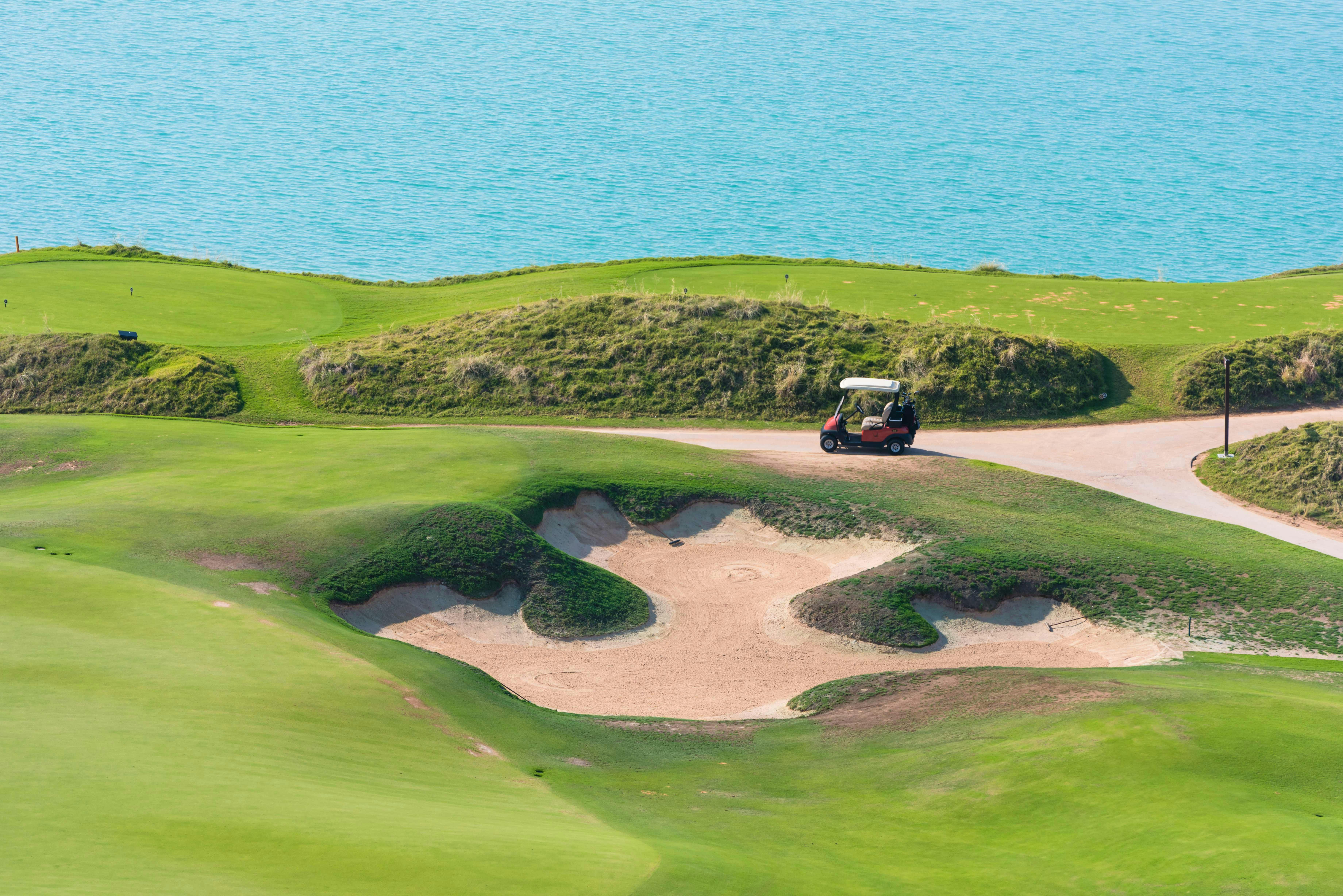 Golf course with a sand trap