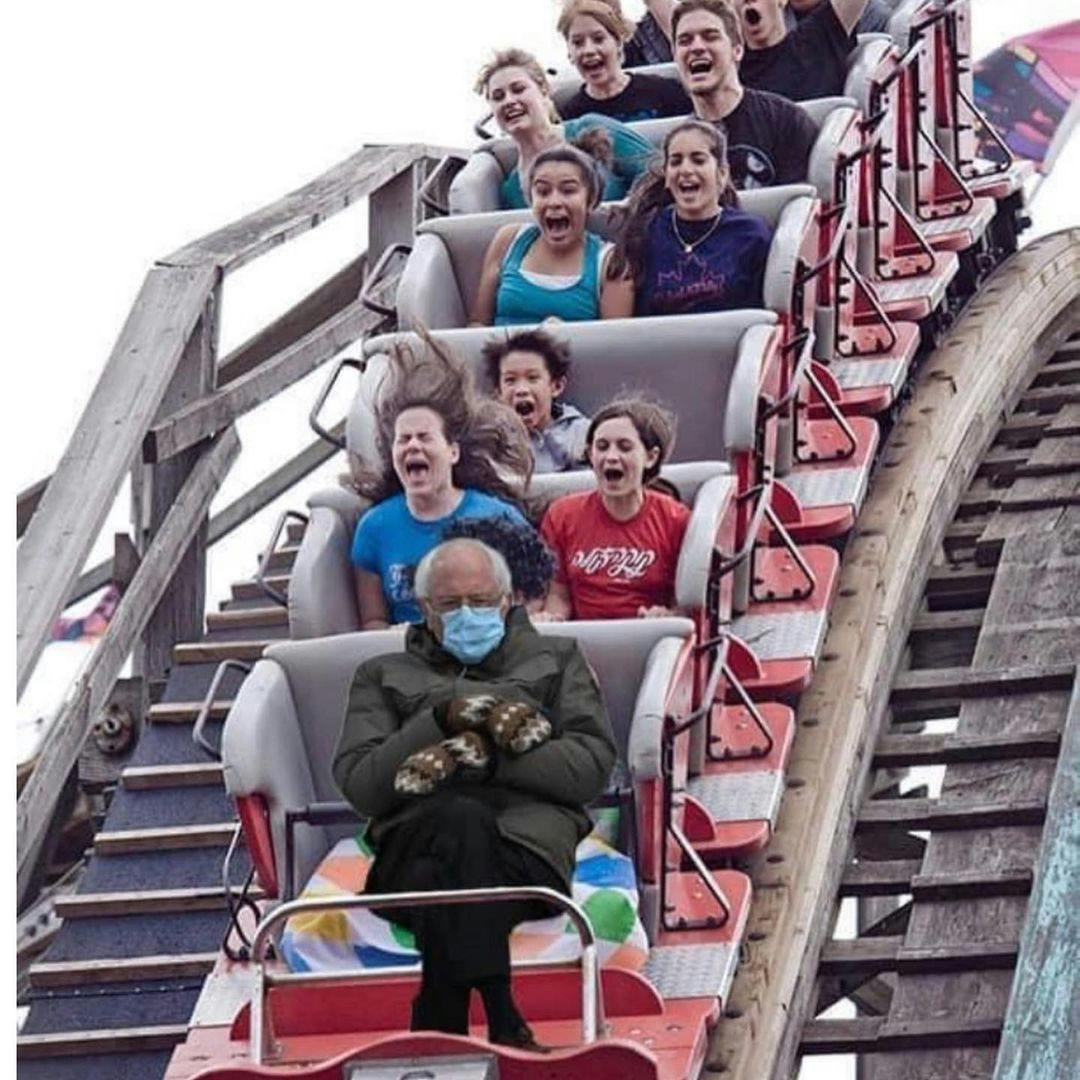 Bernie Sanders on a roller coaster.