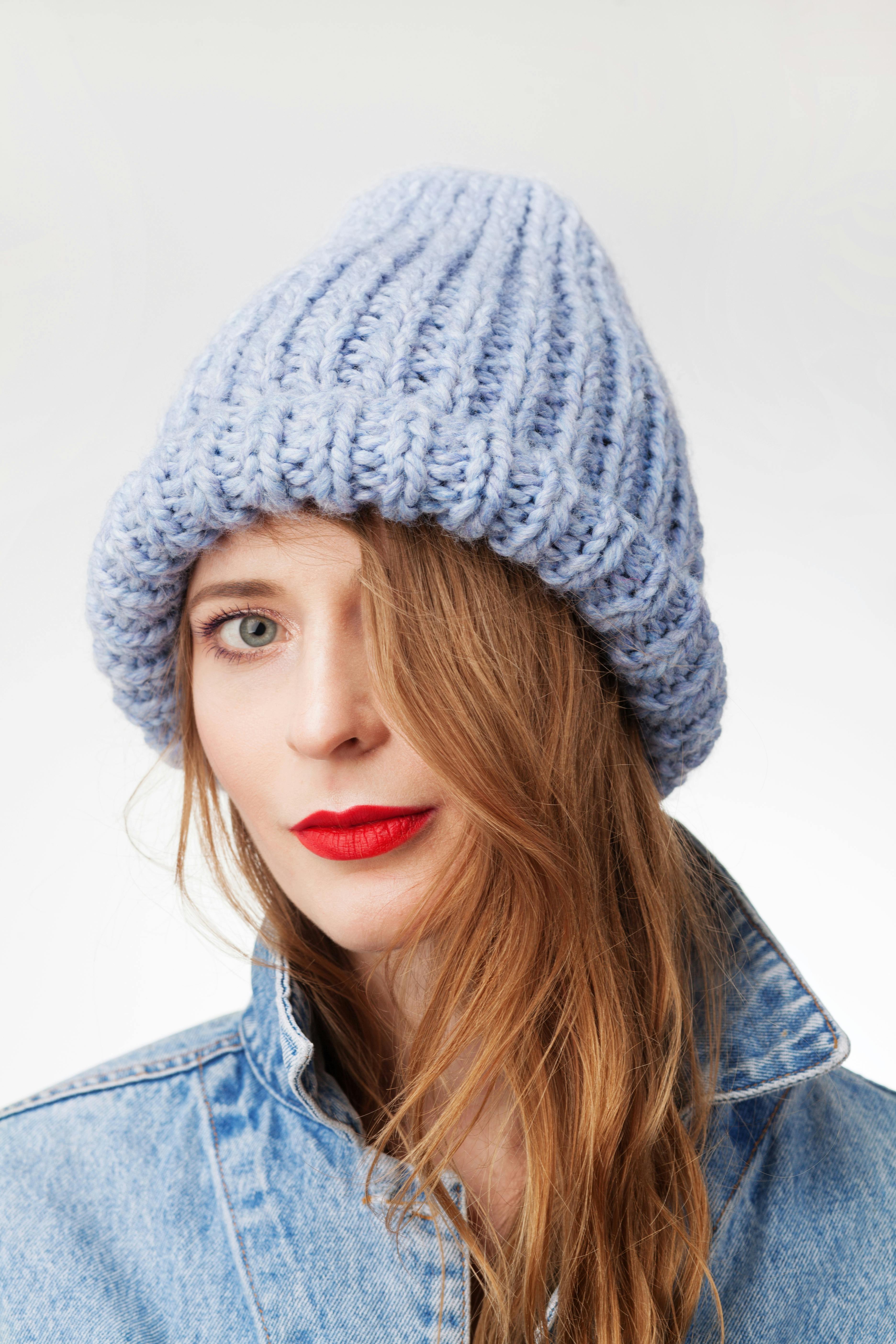 Woman in knitwear hat