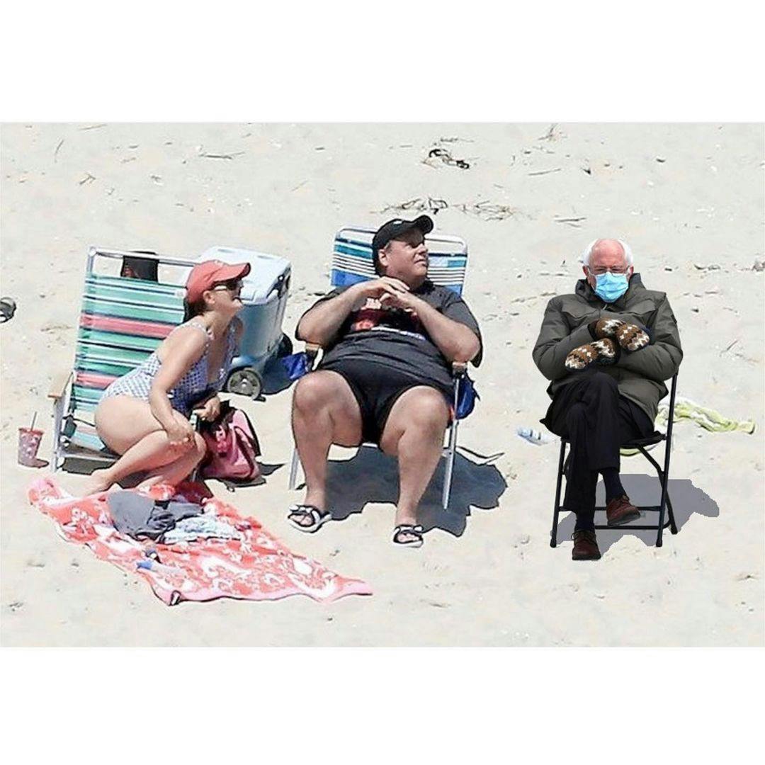 Bernie Sanders at the beach.