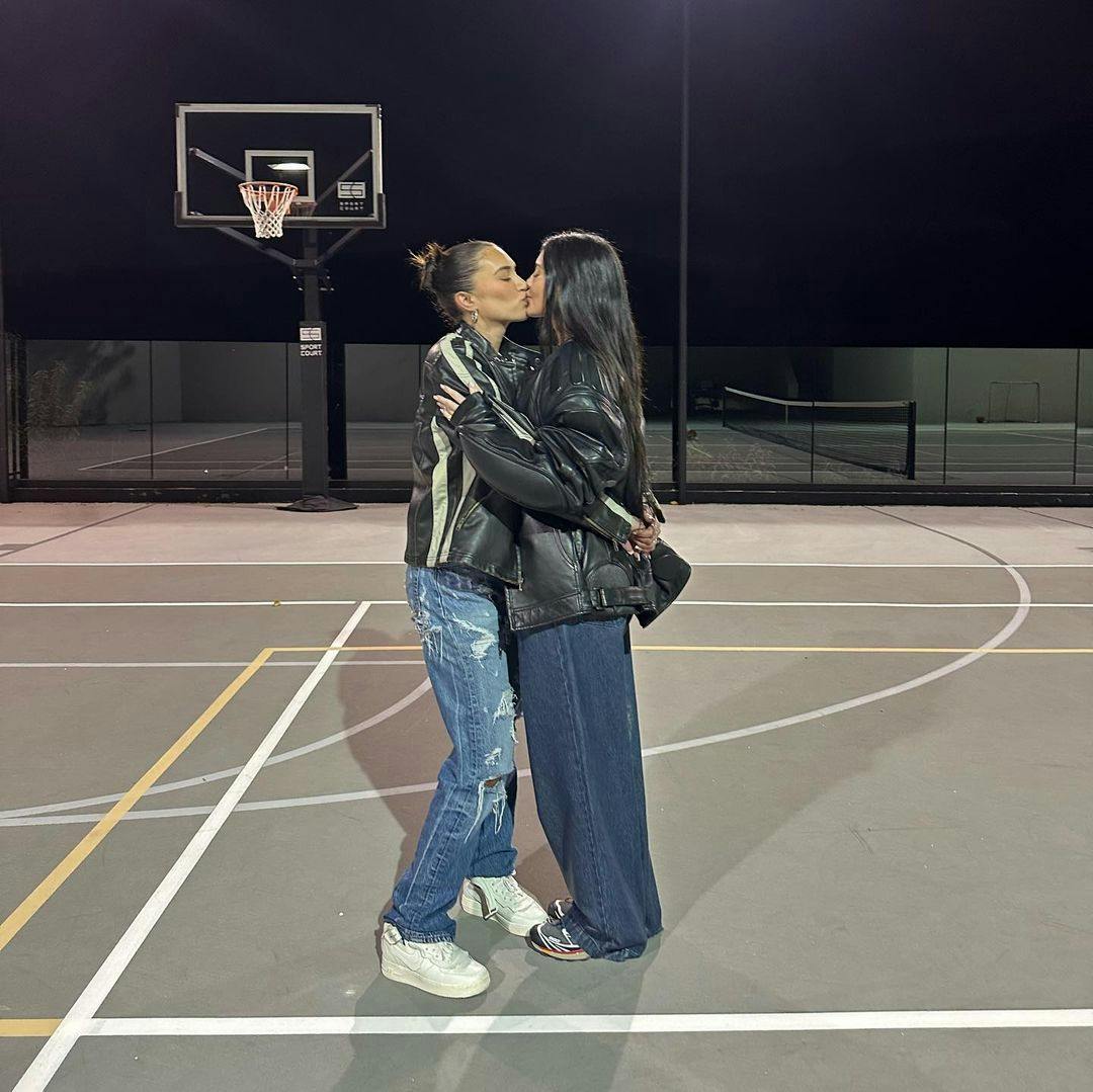 Kylie Jenner kissing Stassie Karanikolaou