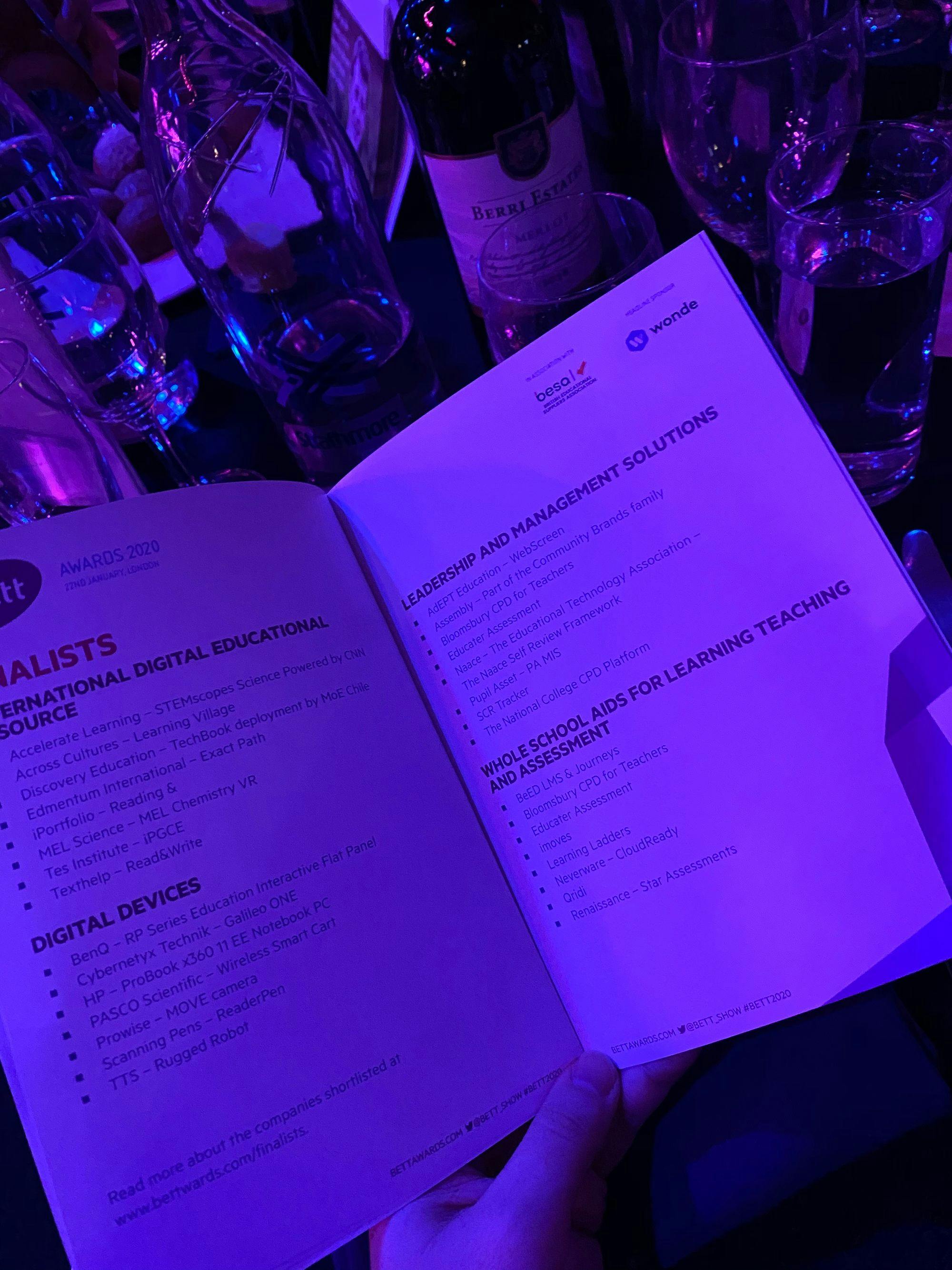 Bett Show Awards 2020 Troxy London menu finalists in leadership and management solutions single central register record online vetting checks appointment pre employment