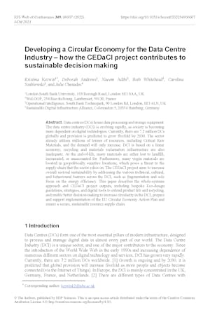 Developing a Circular Economy for the Data Centre Industry: The CEDaCI project