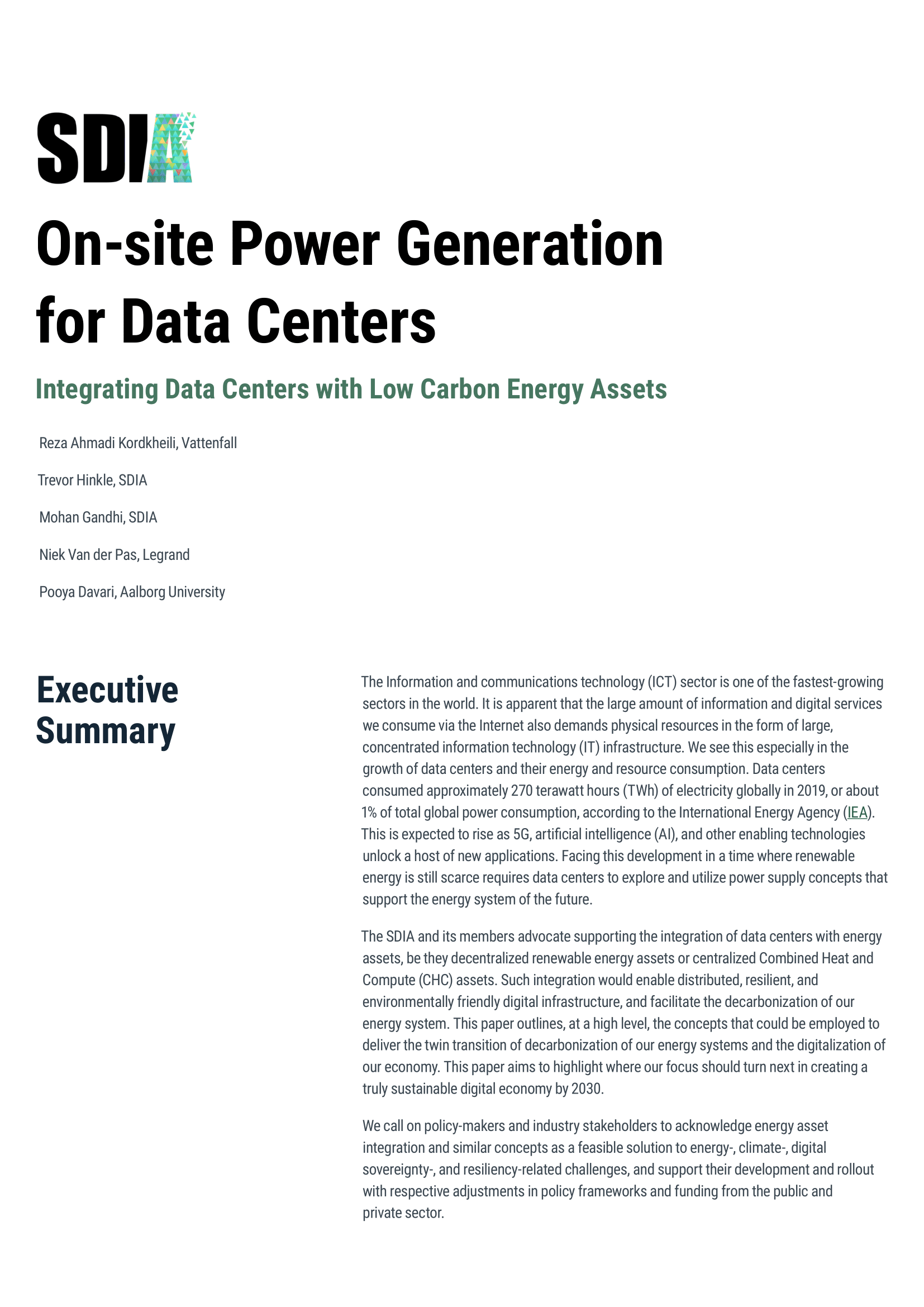 On-site Power Generation for Data Centers