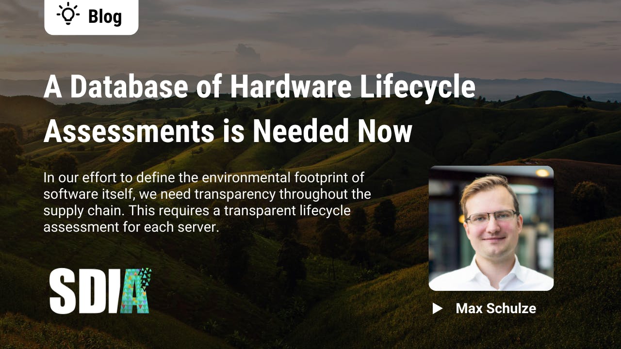 A Database of Hardware Lifecycle Assessments is Needed Now